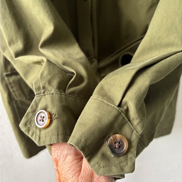 A New Day Women’s Olive Green Utility Jacket Size L Pockets Belted Buttons - Picture 5 of 13